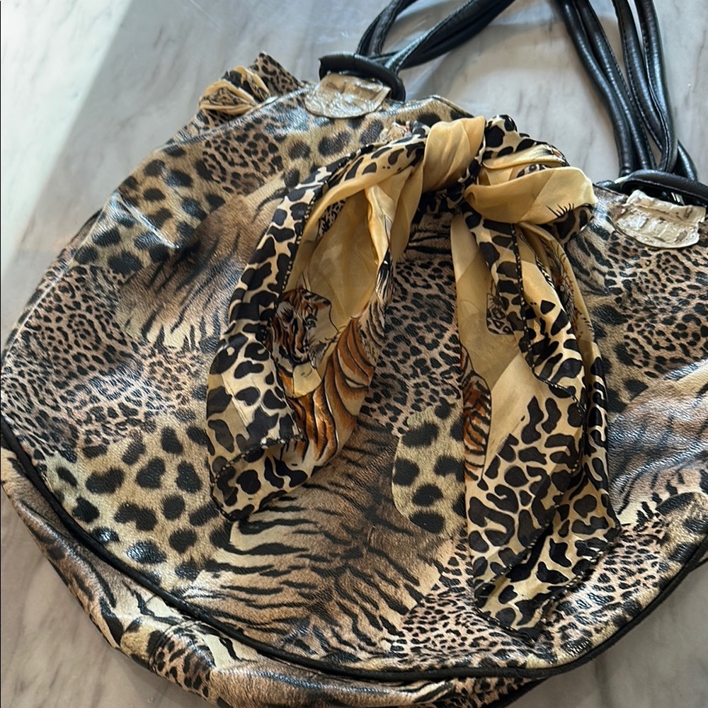 Leopard Print Shoulder zebra tote y2k hipster Bag Troop Beverly Hills 90210 80s
